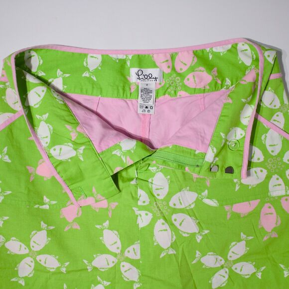 VTG Lilly Pulitzer White Label Mini Skirt Skort Green Pink Fish Women Sz. 0 (B5) - Picture 6 of 10